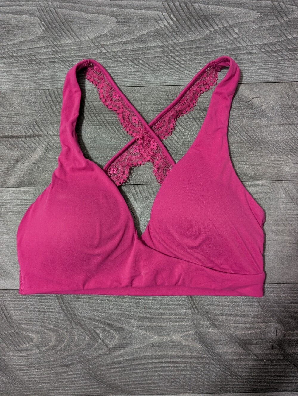 Gilligan & O'Malley Fuchsia Lace-Back lounge Bralette Size S